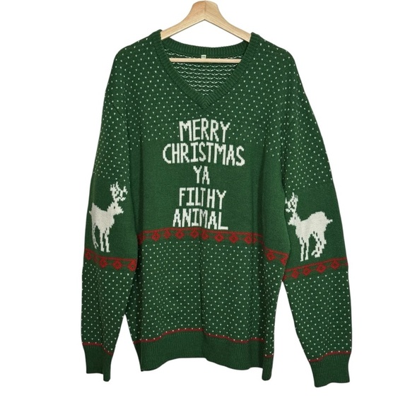 Ugly Christmas Sweater SZ. XXXL Merry Christmas Christmas You Filthy Animal - Picture 1 of 13